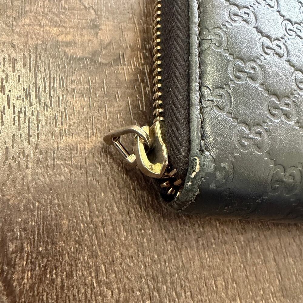 Gucci Guccissima Zip Around Wallet Black Leather GG Embossed Long Wallet - Picture 9 of 14